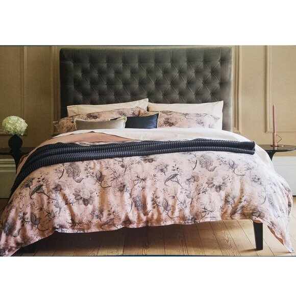 Christy of England Regency Floral King Duvet and Shams in Blush Linen Blend - Picture 1 of 9